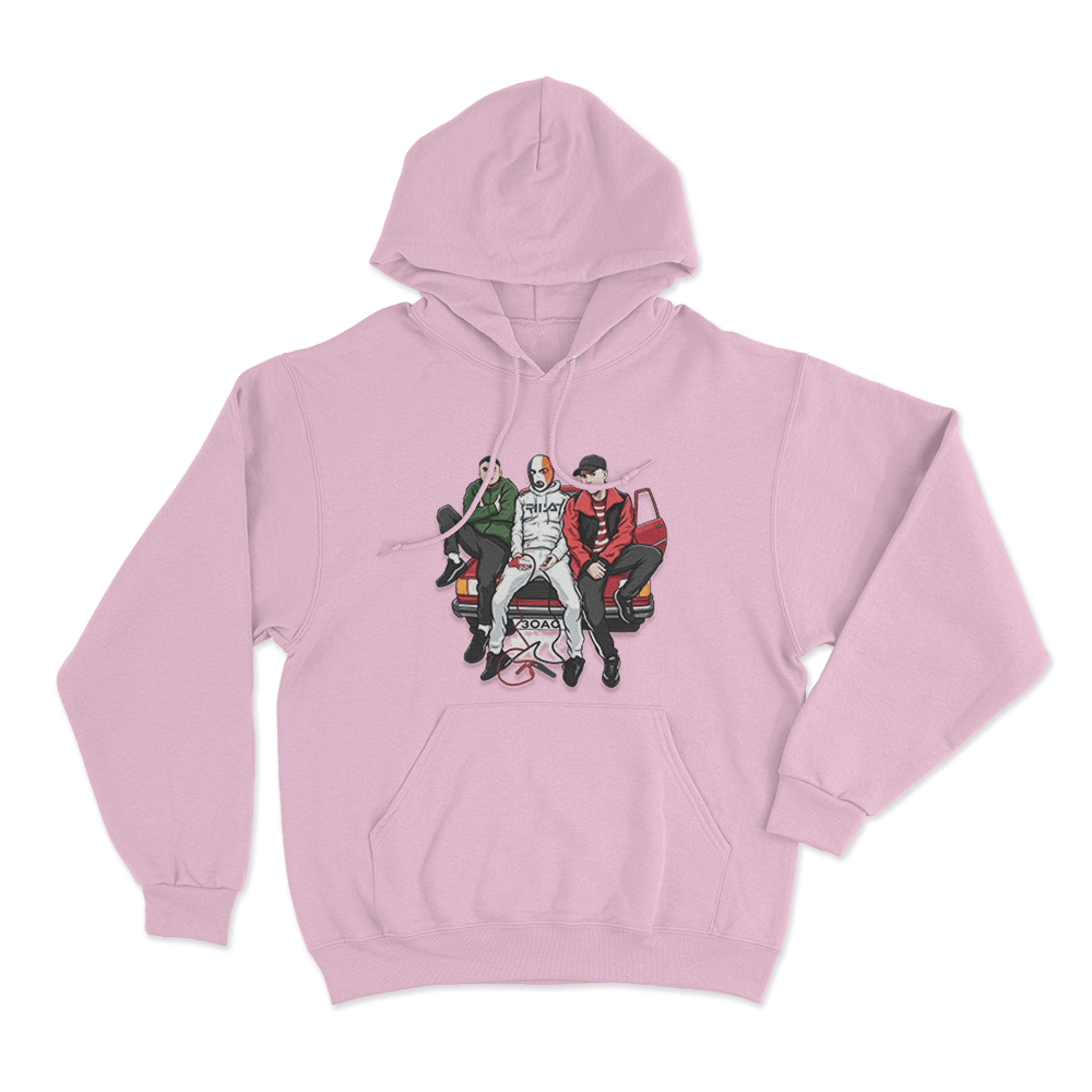 Kneecap Trio Car Unisex Hoodie Pink Kneecap Trio Car Unisex Hoodie Pink