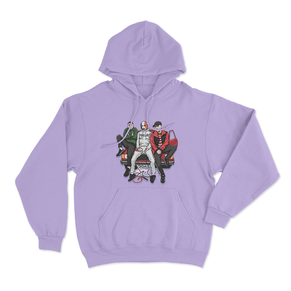 Kneecap Trio Car Unisex Hoodie Purple Kneecap Trio Car Unisex Hoodie Purple