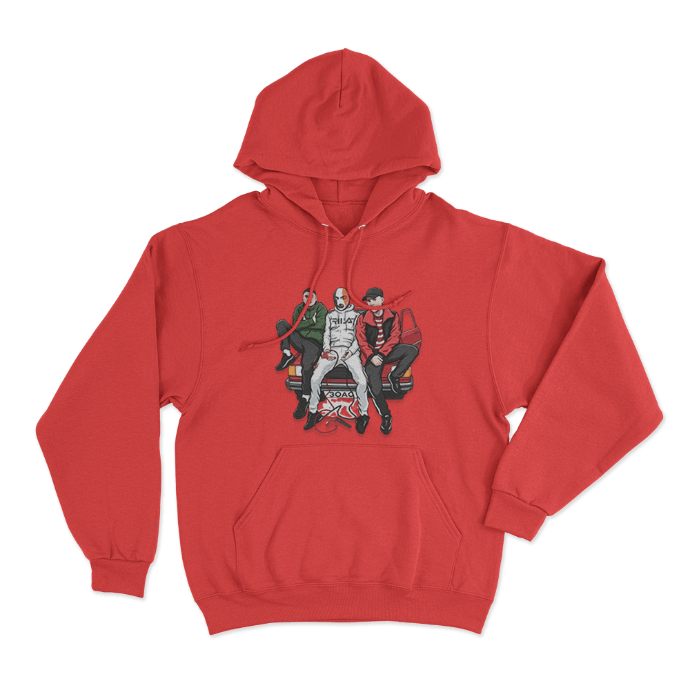 Kneecap Trio Car Unisex Hoodie Red Kneecap Trio Car Unisex Hoodie Red