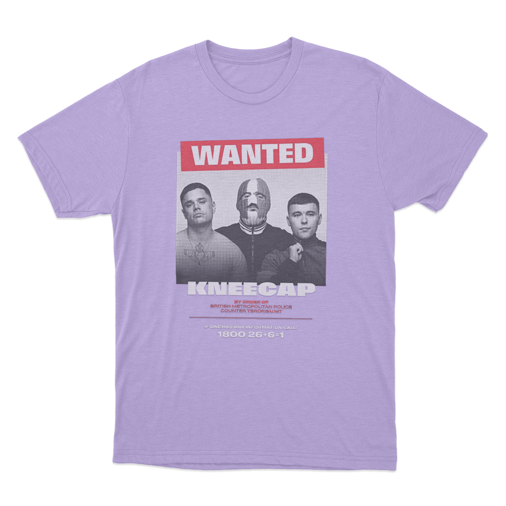 Kneecap Wanted Poster Unisex T Shirt Purple Kneecap Wanted Poster Unisex T Shirt Purple
