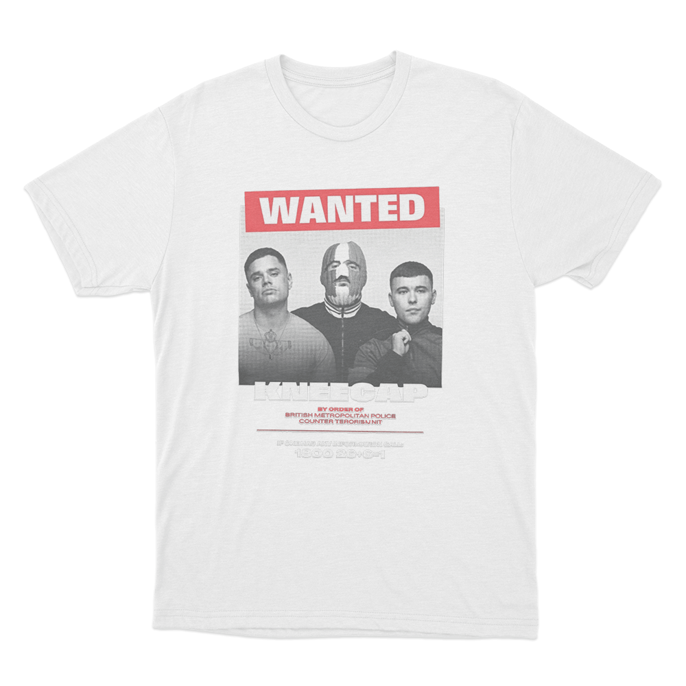 Kneecap Wanted Poster Unisex T Shirt White Kneecap Wanted Poster Unisex T Shirt White