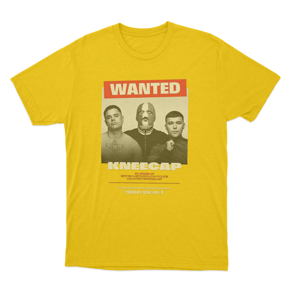 Kneecap Wanted Poster Unisex T Shirt Yellow Kneecap Wanted Poster Unisex T Shirt Yellow